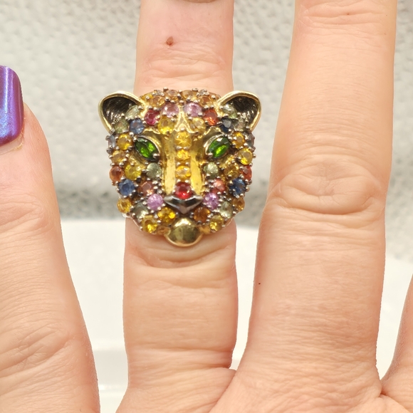 HP Spectacular Estate Michael Valitutti Genuine Multi Sapphire Panther Ring - Picture 9 of 9